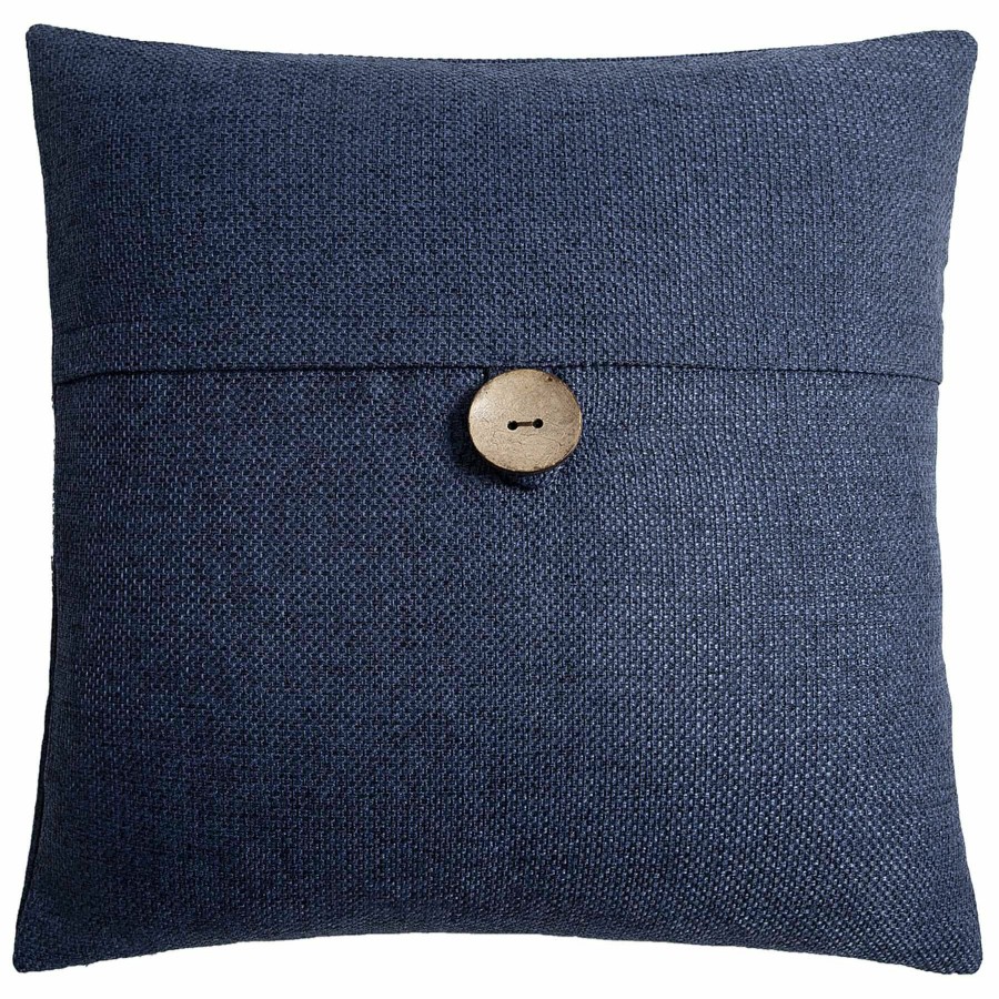 D Cor & Pillows * | Clayton Blue Coconut Button Throw Pillow, 20 Premium Product