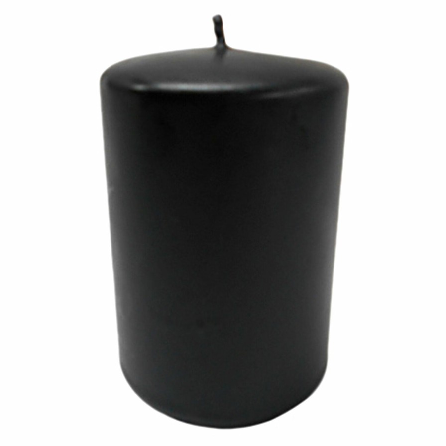 D Cor & Pillows * | Black Unscented Overdip Pillar Candle, 4 Outlet Sale