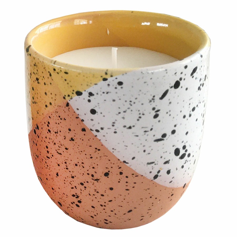 D Cor & Pillows * | Yellow Colorblock Ceramic Citronella Candle, 3 New Collections