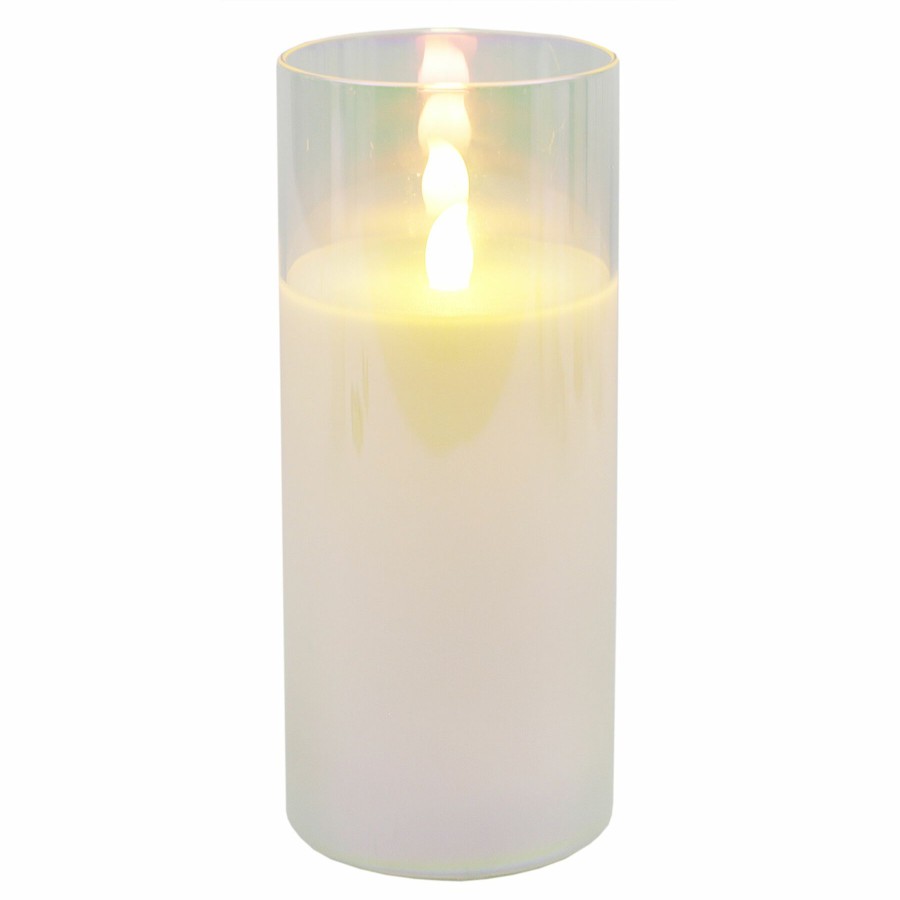 D Cor & Pillows * | 3X7 Led Glass Wax Candle In Glass Cylinder 6 Hour Timer Premium Product