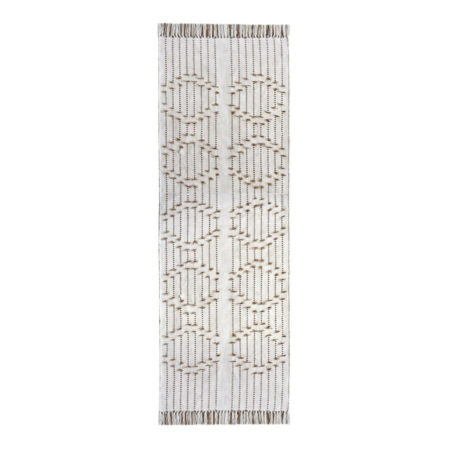 Rugs & Curtains * | (D552) Honeybloom Flatweave Ivory & Beige Fringe Runner, 2 7 New Collections