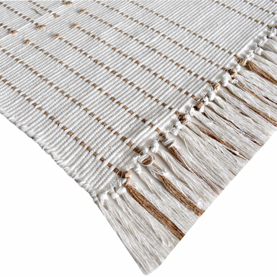 Rugs & Curtains * | (D552) Honeybloom Flatweave Ivory & Beige Fringe Runner, 2 7 New Collections