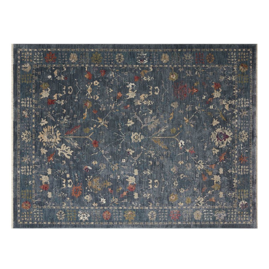 Rugs & Curtains * | (A475) Grace Mitchell Blue Floral Area Rug, 5 7 Outlet Sale