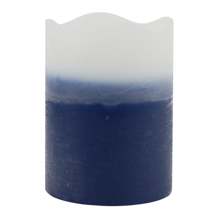 D Cor & Pillows * | 3X4 Led Wax Candle With 6 Hour Timer Dark Blue Ombre At Reduced Price