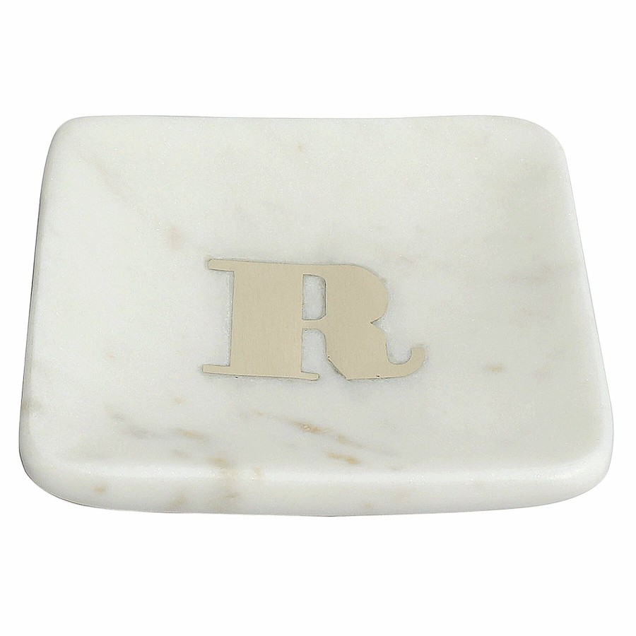 D Cor & Pillows * | Monogram Marbled Trinket Tray, R At Reduced Price