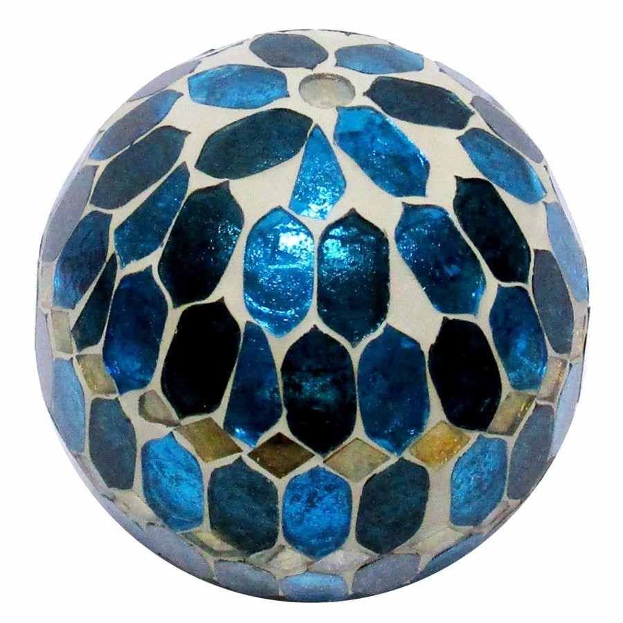 D Cor & Pillows * | Blue Mosaic Glass Ball, 4 Exceptional Design