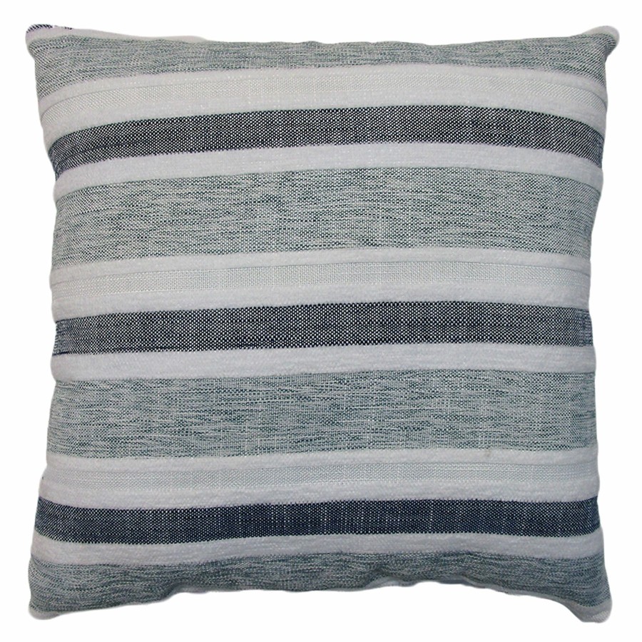 D Cor & Pillows * | Austin Blue Woven Striped Throw Pillow, 18 Fire Sale