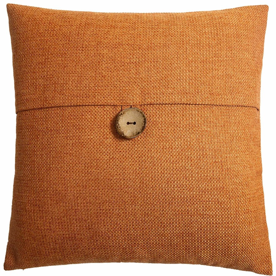 D Cor & Pillows * | Clayton Orange Coconut Button Throw Pillow, 20 Delicate Design