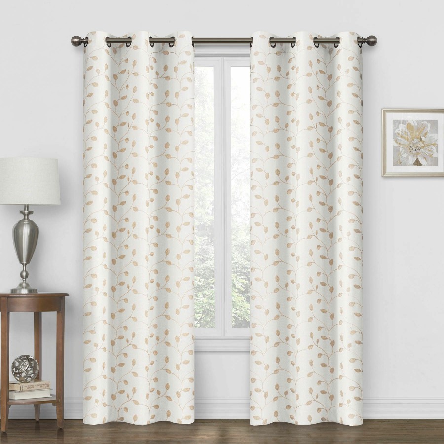 Rugs & Curtains * | Rockwell Light Tan Embroidered Blackout Grommet Curtain Panel, 84 Fantastic Model