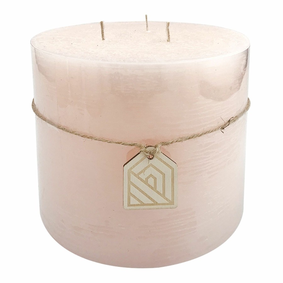 D Cor & Pillows * | Pink Unscented Pillar Candle, 5 Hot Sale