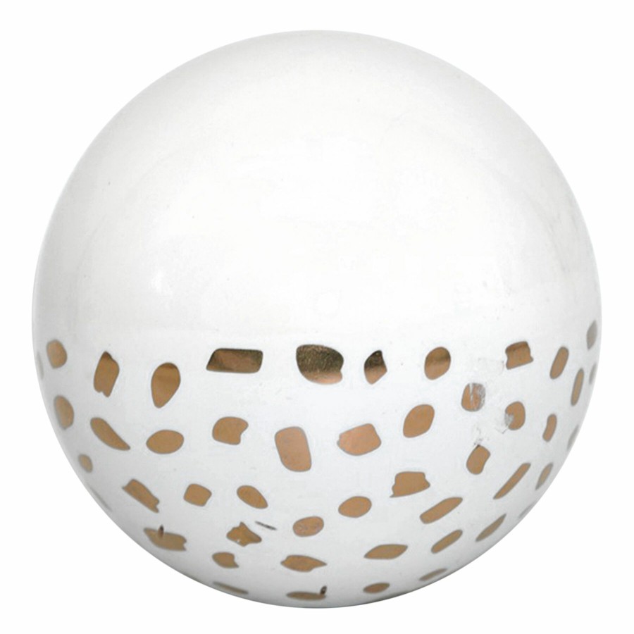 D Cor & Pillows * | White & Gold Ceramic Sphere, 4.5 Quality Guarantee