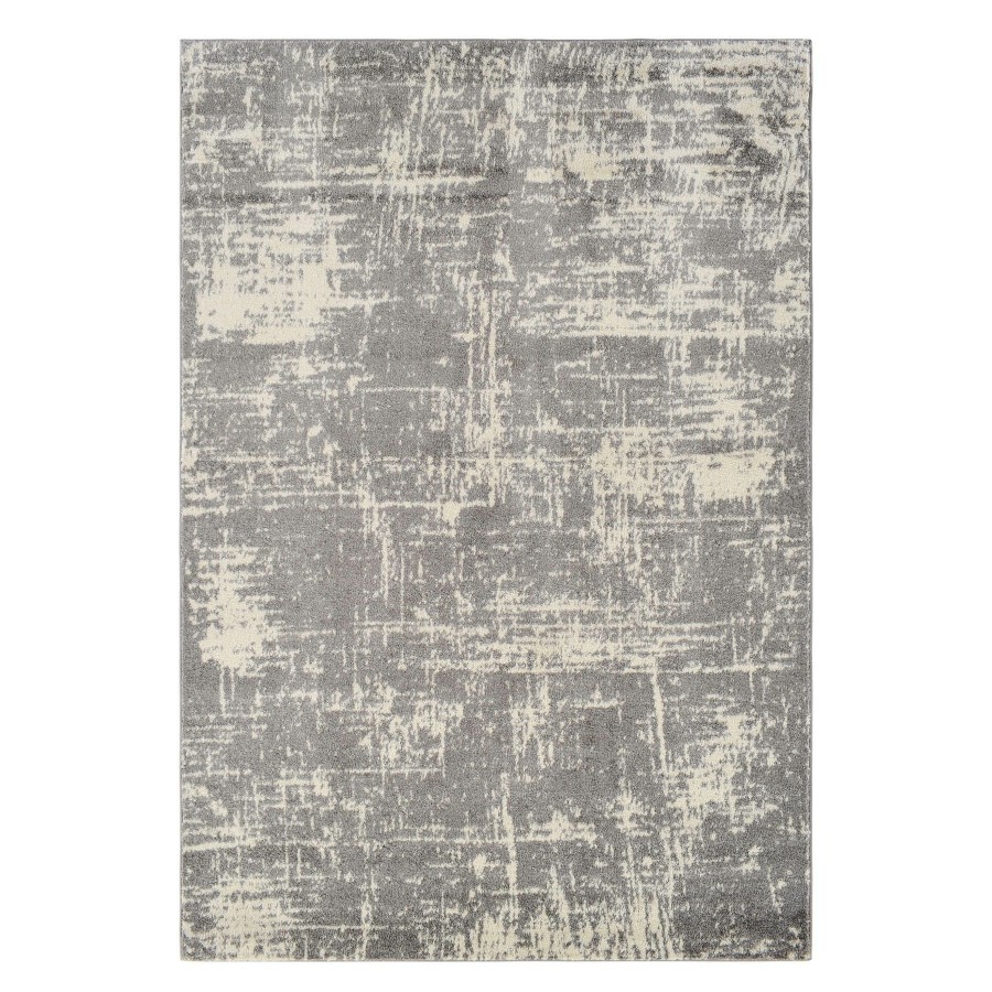 Rugs & Curtains * | (D421) Grey & Ivory Modern Hatch Design Area Rug, 5 7 At Reduced Price