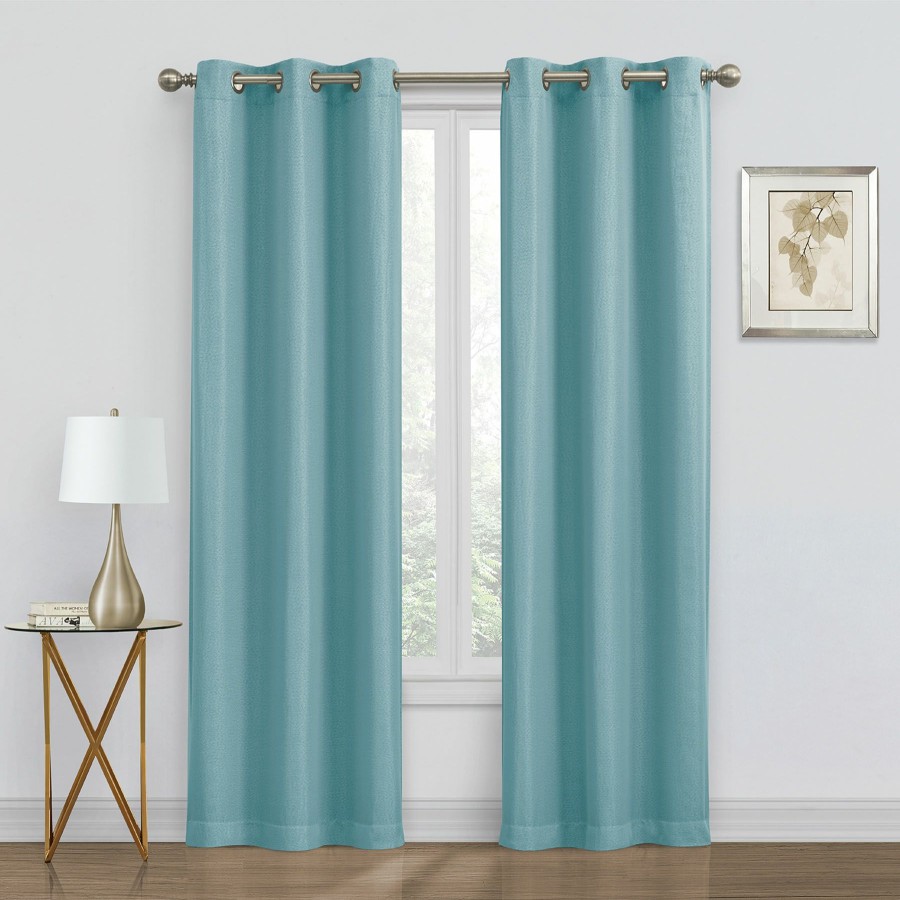 Rugs & Curtains * | 2-Pack Denver Aqua Blackout Grommet Curtain Panel, 63 Fire Sale