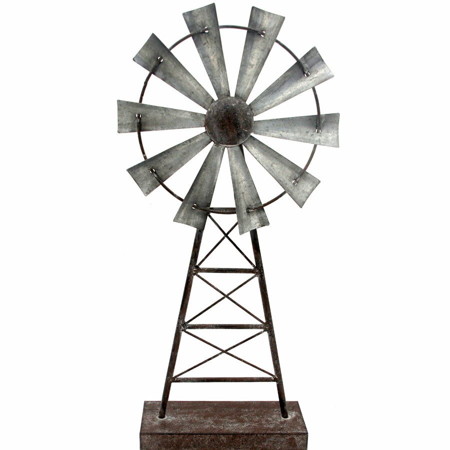 D Cor & Pillows * | Galvanized Metal Windmill, 19.5 Hot Sale