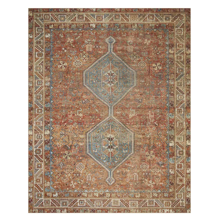 Rugs & Curtains * | (D570) Freya Red Multi-Colored Medallion Washable Area Rug, 8 10 Fire Sale