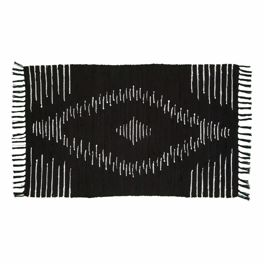 Rugs & Curtains * | Black & White Tribal Weave Fringe Accent Rug, 27 45 Fire Sale