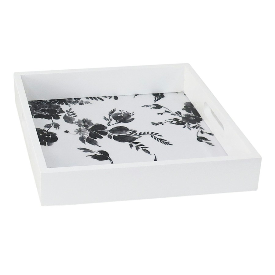 D Cor & Pillows * | Black & White Printed Decorative Tray, 12 Latest Fashion