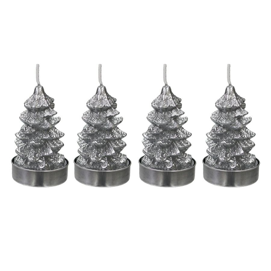 D Cor & Pillows * | 4-Pack Silver Tree Tealight Candles, 2.8 Discount Store