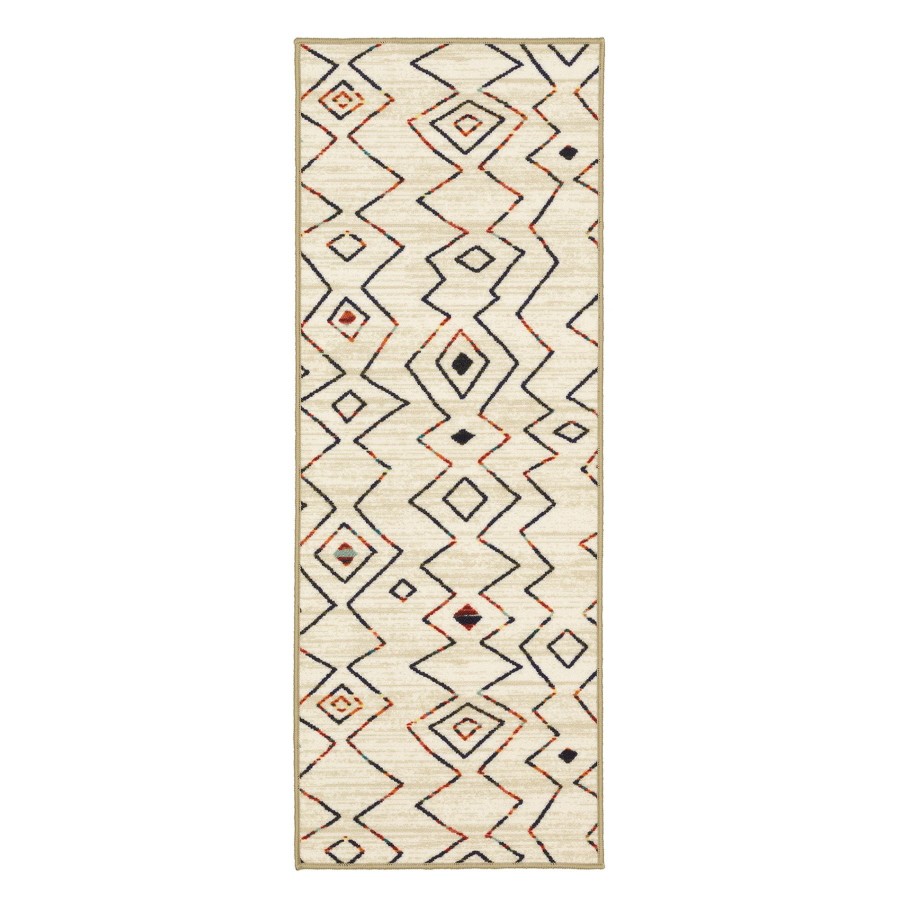 Rugs & Curtains * | (D544) Nomad Ivory Zigzag Runner, 2 5 Discount Store