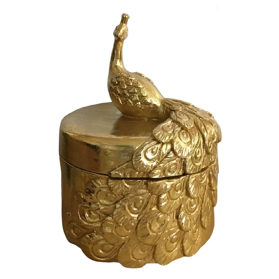 D Cor & Pillows * | Gold Peacock Jewelry Box, 4 5 Outlet Sale