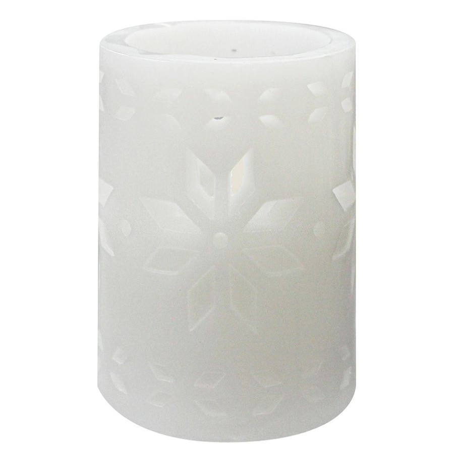 D Cor & Pillows * | Yule Tidings White Snowflake Led Candle, 4 Outlet Sale