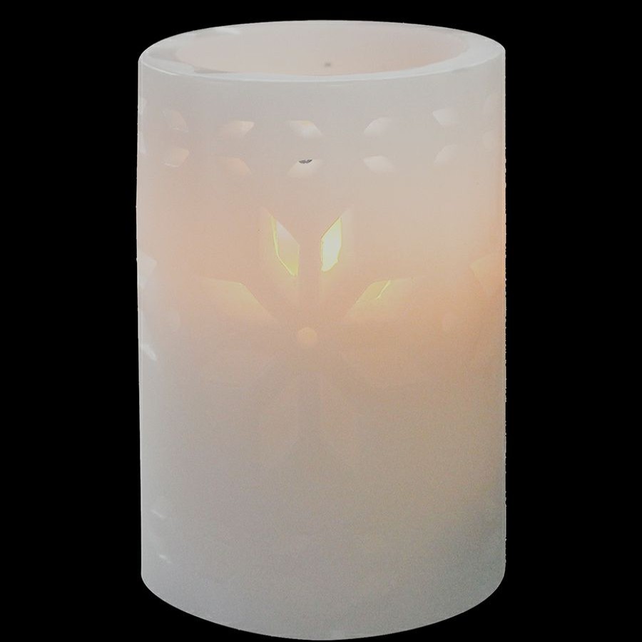 D Cor & Pillows * | Yule Tidings White Snowflake Led Candle, 4 Outlet Sale