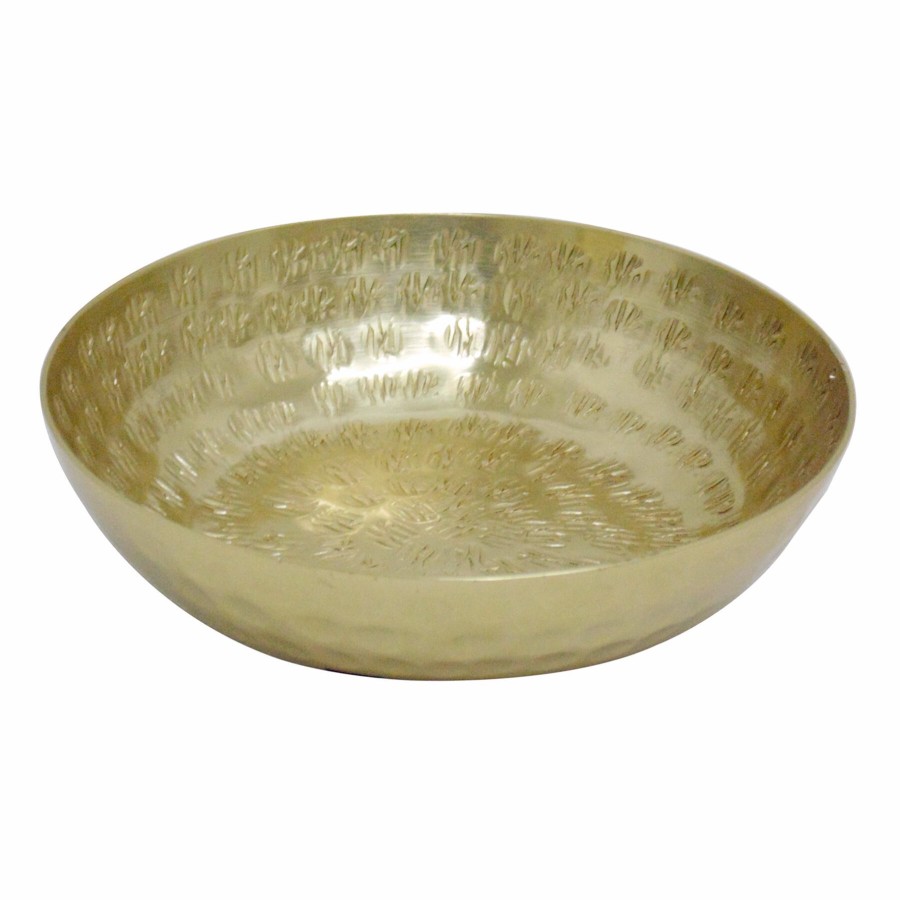 D Cor & Pillows * | Gold Embossed & Hammered Aluminum Bowl, 6 At Discount Prices