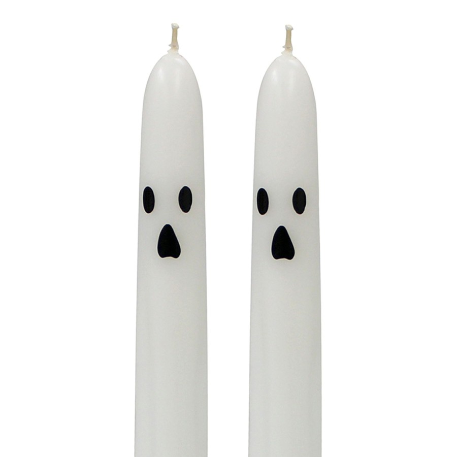 D Cor & Pillows * | 2-Pack White Ghost Halloween Taper Candles, 10.5 Latest Fashion