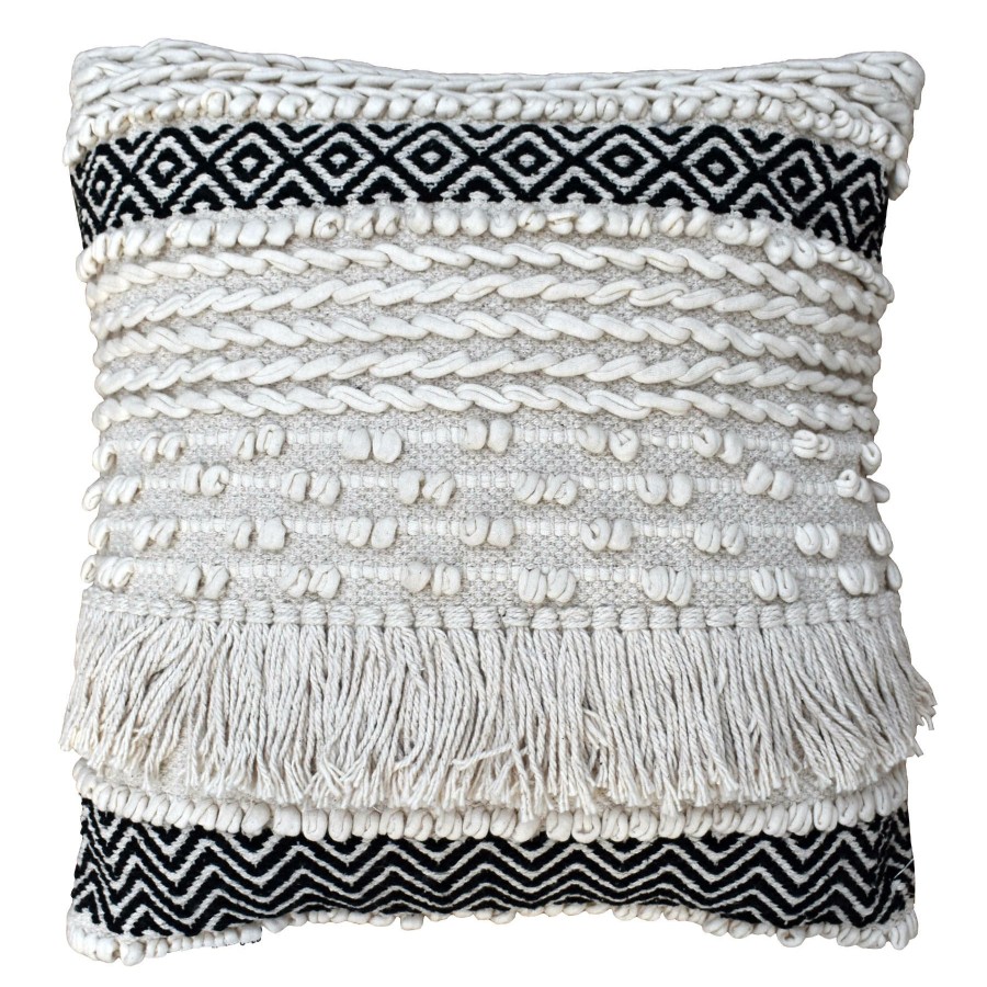 D Cor & Pillows * | Black Diamond Fringe Throw Pillow, 18 Exclusive Design