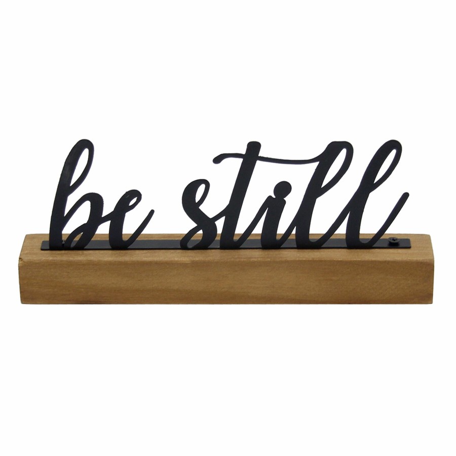 D Cor & Pillows * | Be Still Sign Metal Sign On Wooden Base, 8 3 At Discount Prices