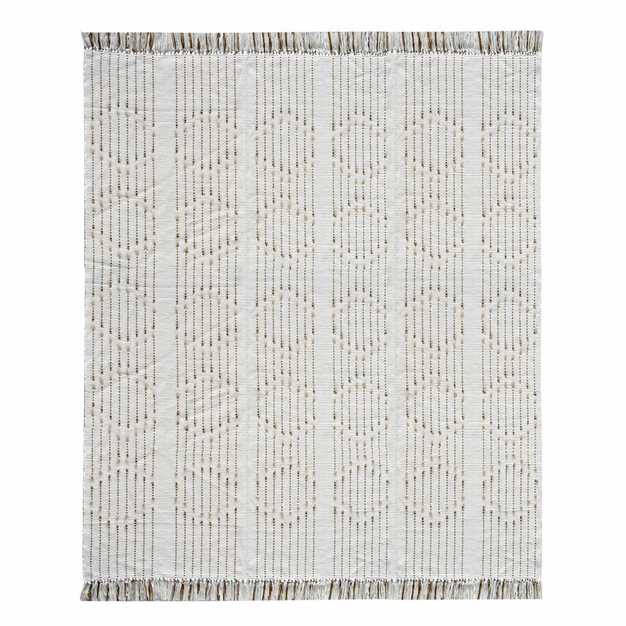 Rugs & Curtains * | (D552) Honeybloom Flatweave Ivory & Beige Fringe Area Rug, 8 10 Exceptional Design