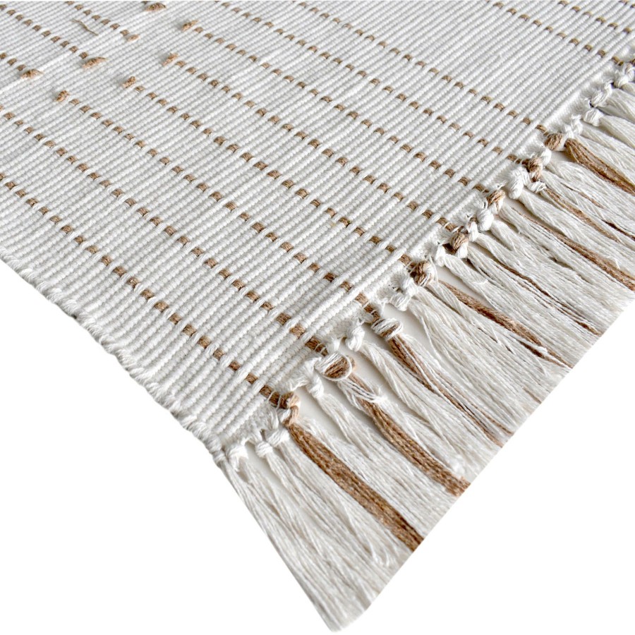 Rugs & Curtains * | (D552) Honeybloom Flatweave Ivory & Beige Fringe Area Rug, 8 10 Exceptional Design