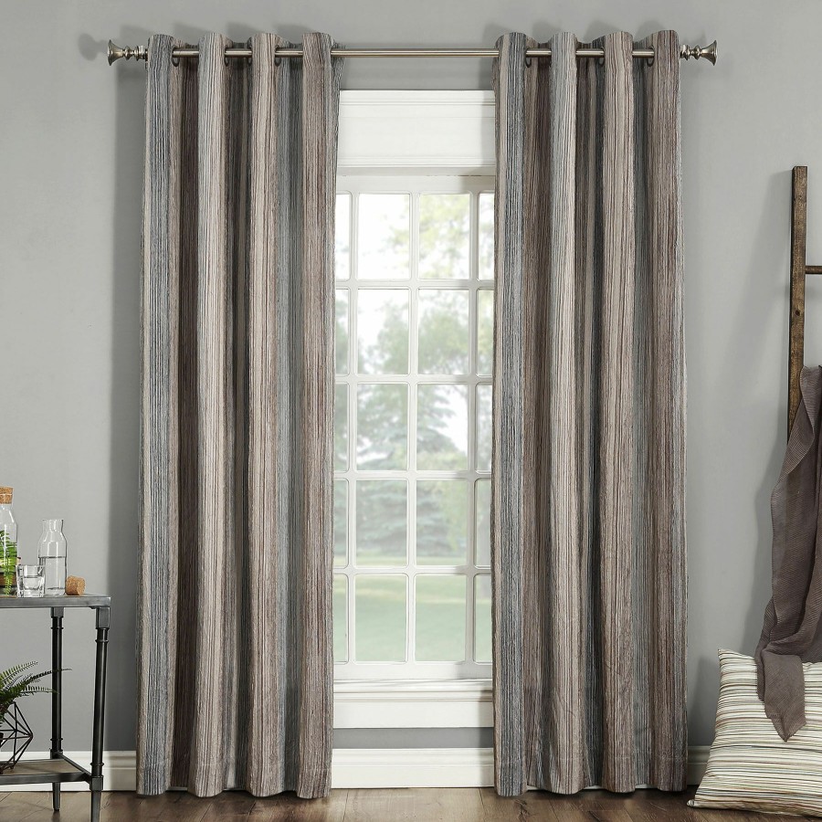 Rugs & Curtains * | Gallagher Stone Striped Room Darkening Grommet Curtain Panel, 84 Outlet Sale