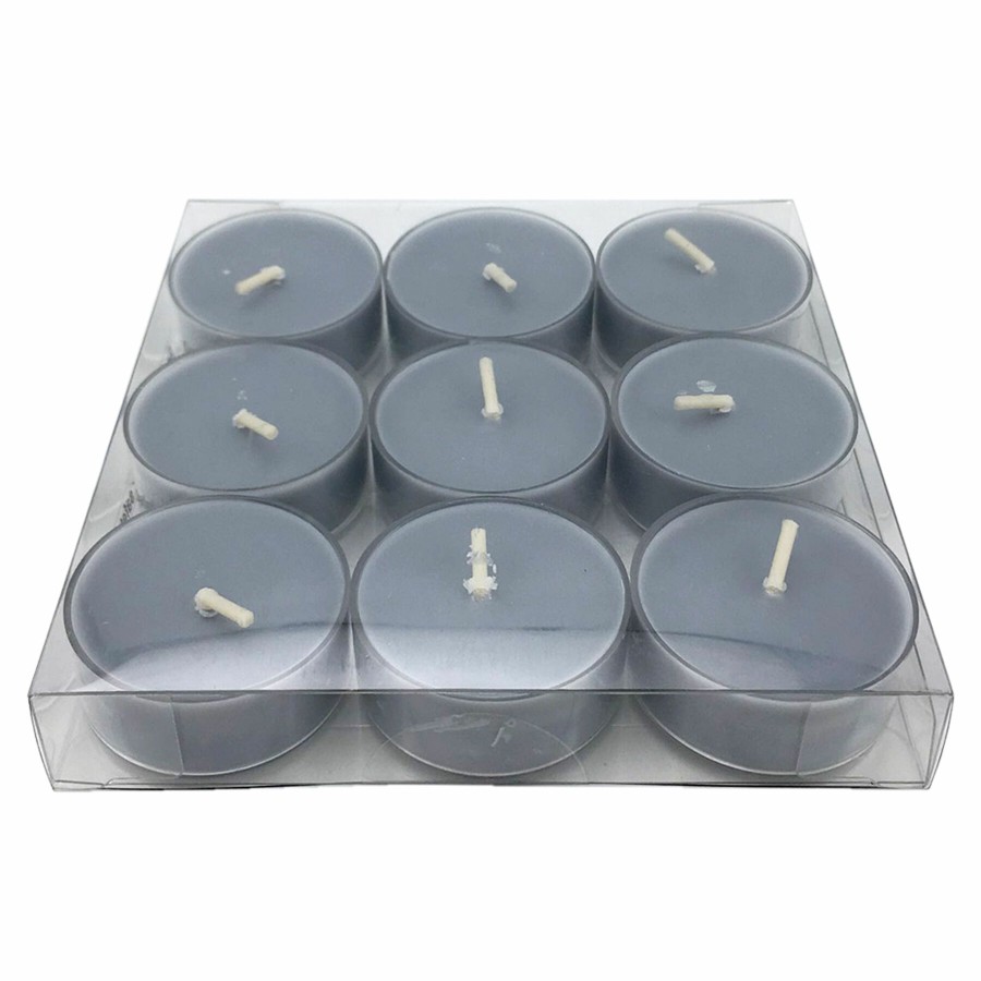 D Cor & Pillows * | 9-Pack Light Grey Unscented Tealight Candles Limited Edition