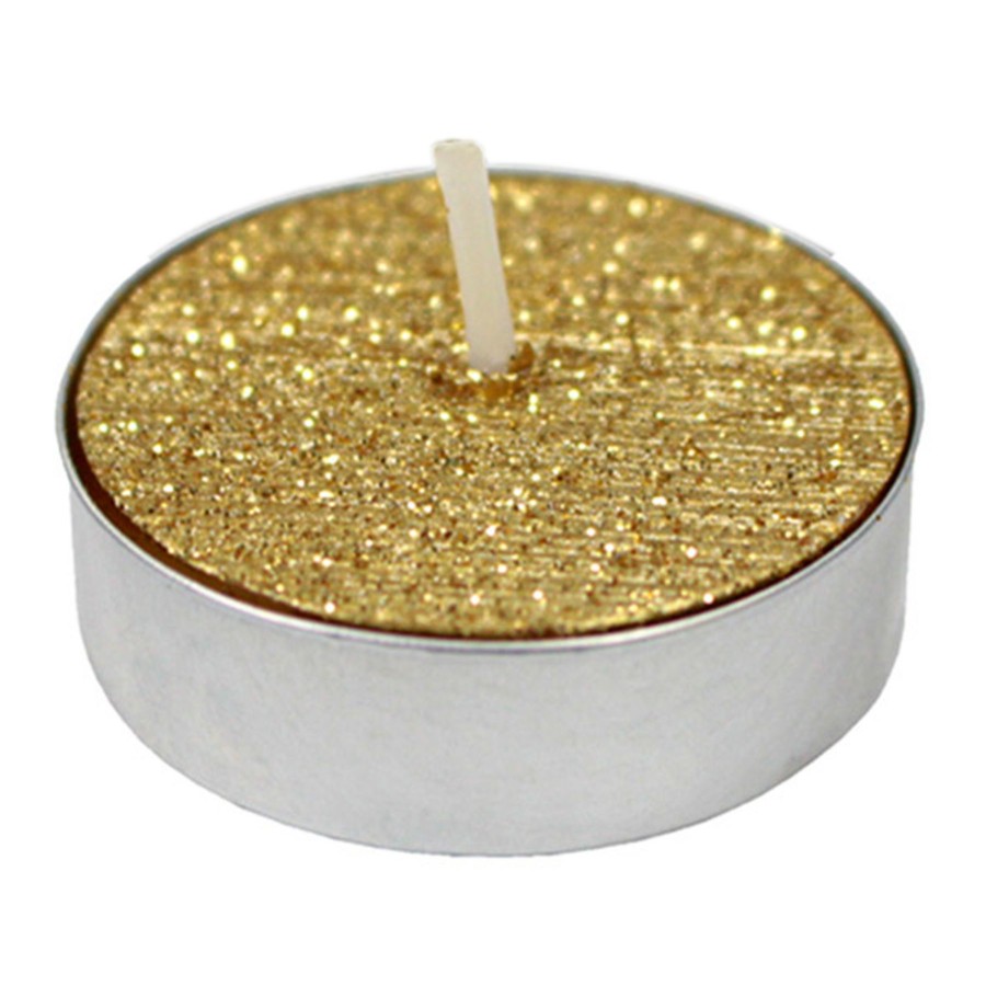 D Cor & Pillows * | 9-Pack Gold Glittered Unscented Tealights Discount Store