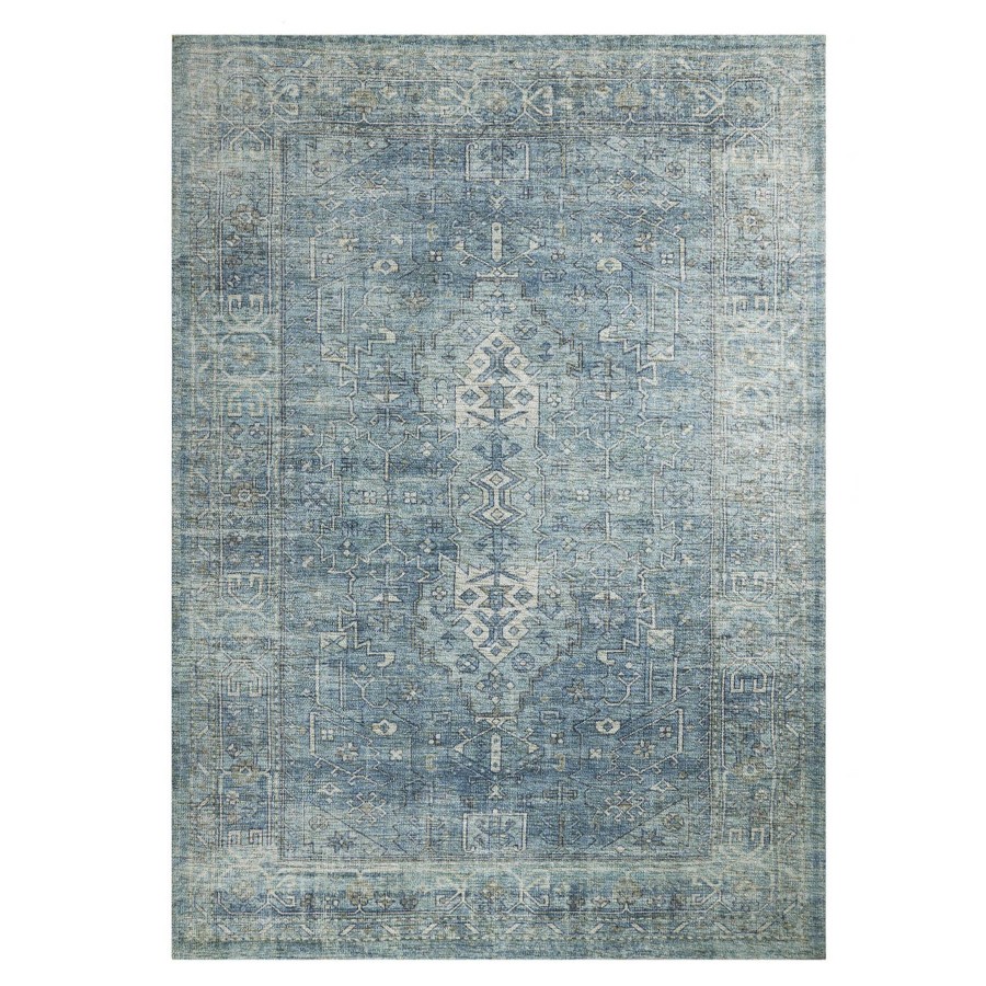 Rugs & Curtains * | (B721) Alana Blue Medallion Area Rug, 5 7 Classical Style