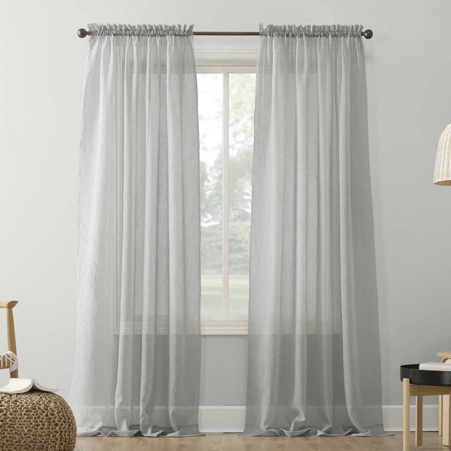 Rugs & Curtains * | Erica Silver Rod Pocket Sheer Curtain Panel, 84 Classical Style