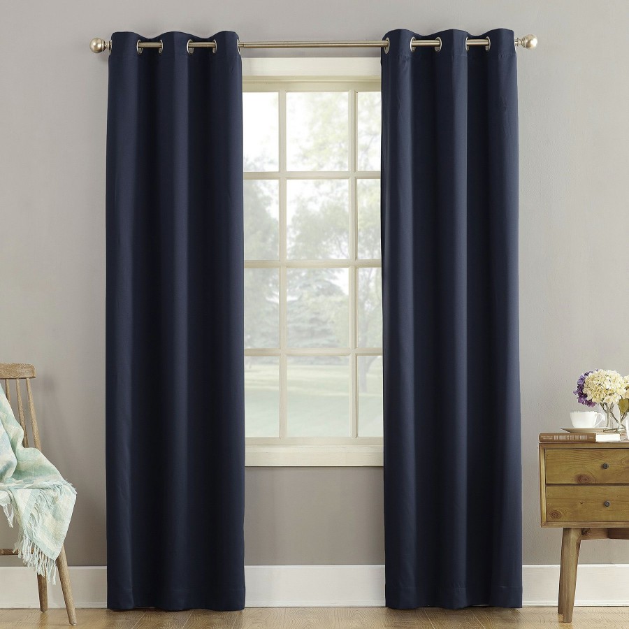 Rugs & Curtains * | Talita Navy Room Darkening Grommet Curtain Panel, 63 Premium Product