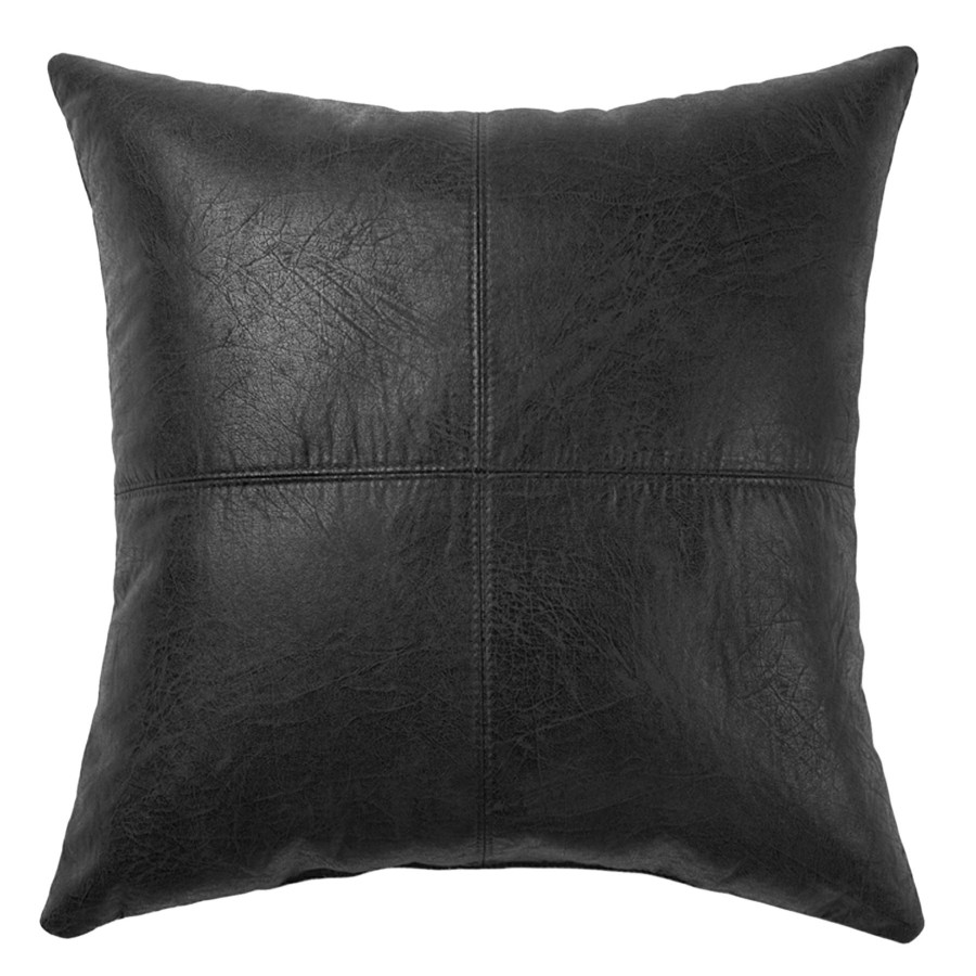 D Cor & Pillows * | Black Nobuck Faux Leather Throw Pillow, 18 Discount