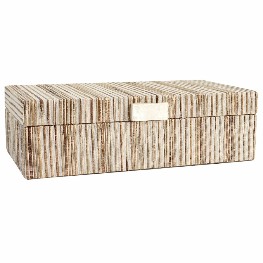 D Cor & Pillows * | Neutral Hyacinth Striped Decorative Box, 13 7 At Discount Prices