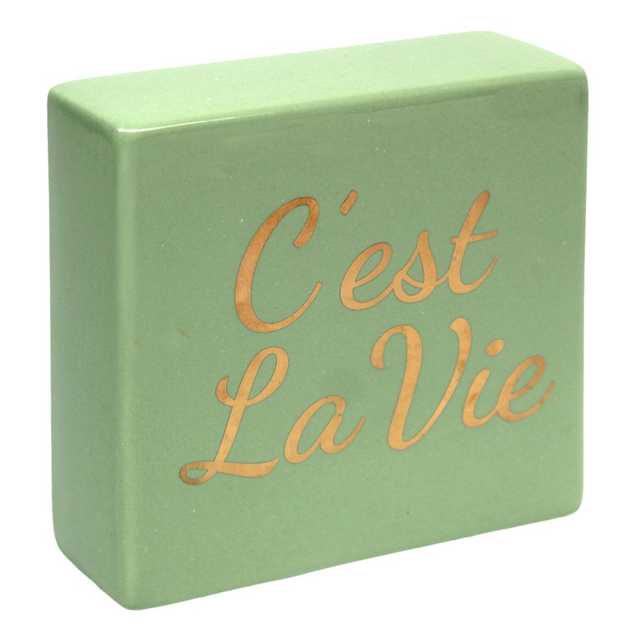 D Cor & Pillows * | C'Est La Vie Ceramic Block Sign, 6 At Discount Prices