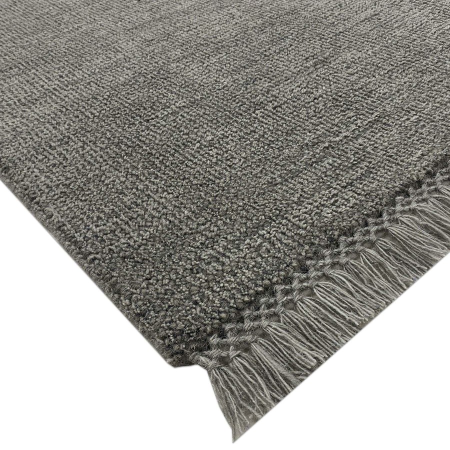 Rugs & Curtains * | (B731) Hollis Grey Woven Fringe Area Rug, 5 7 Exactly Discount