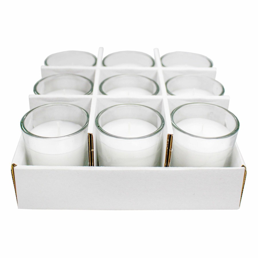 D Cor & Pillows * | 9-Pack White Unscented Glass Votive Candles, 2.5 Outlet Sale