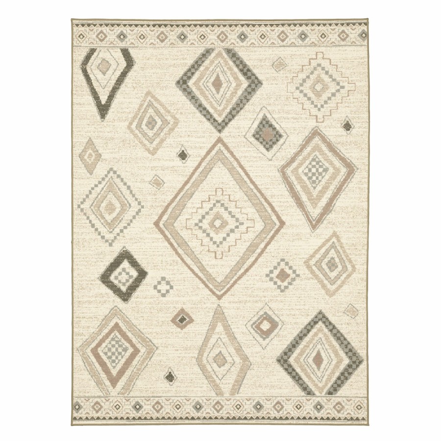 Rugs & Curtains * | (D539) Salado Ivory Diamond Design Area Rug, 8 10 Quality Guarantee