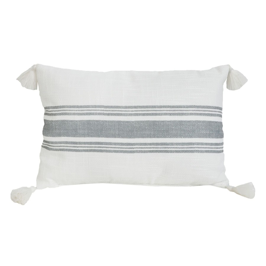 D Cor & Pillows * | Neutral Grey Striped Throw Pillow With Tassels, 12 18 Discount