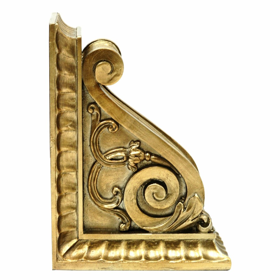 D Cor & Pillows * | Gold Scroll Bookend, 6.5 Delicate Design