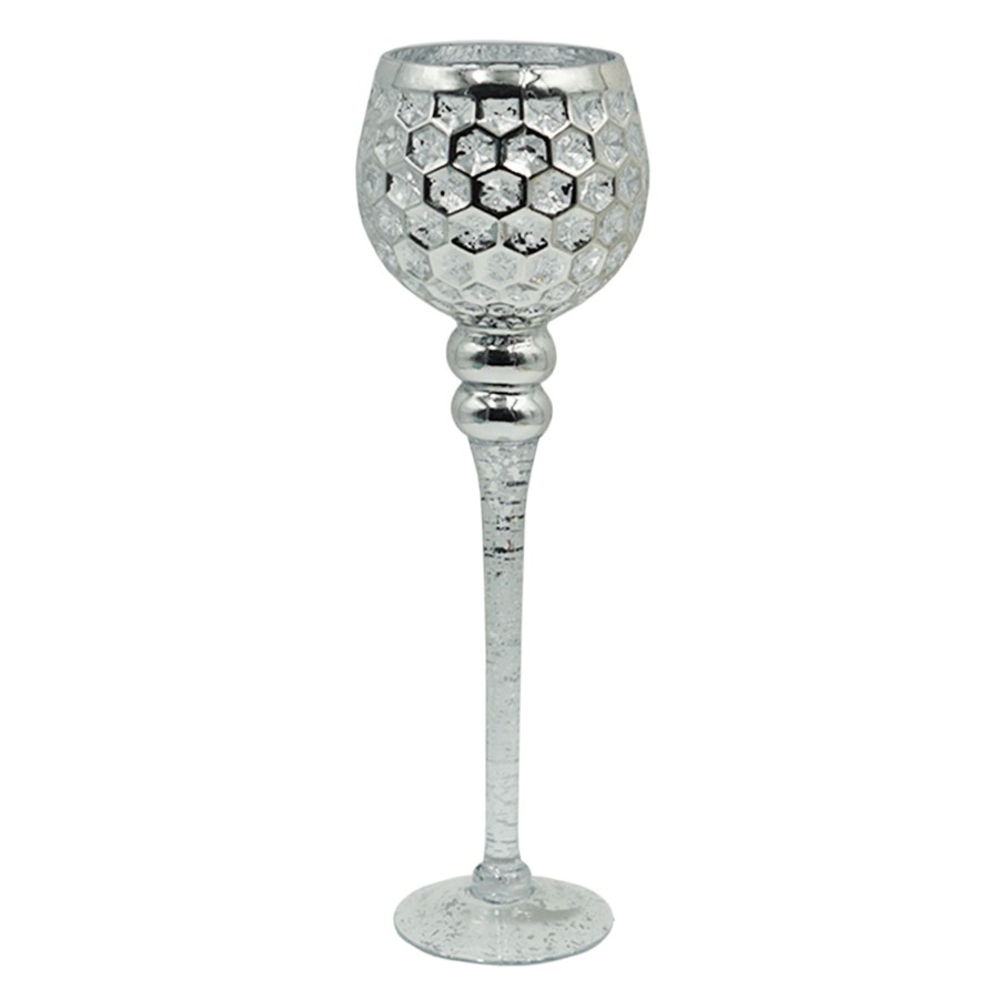 D Cor & Pillows * | Silver Honeycomb Stem Candle Holder, 14 Exceptional Design