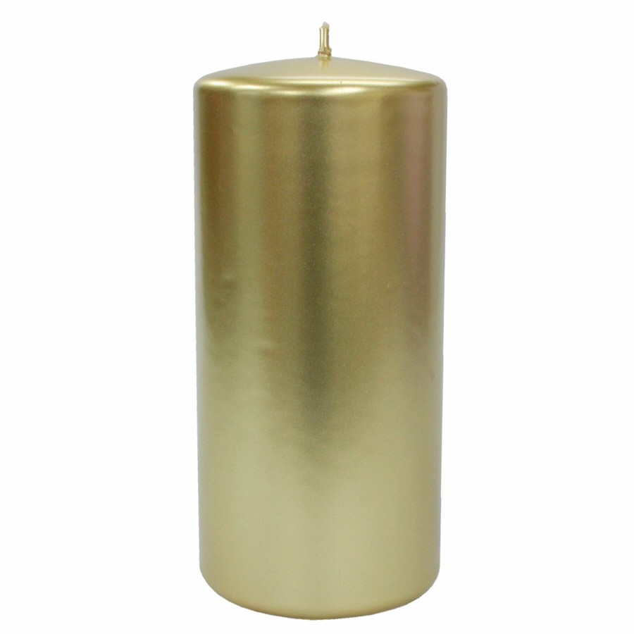 D Cor & Pillows * | Gold Metallic Unscented Pillar Candle, 6 Quality Guarantee