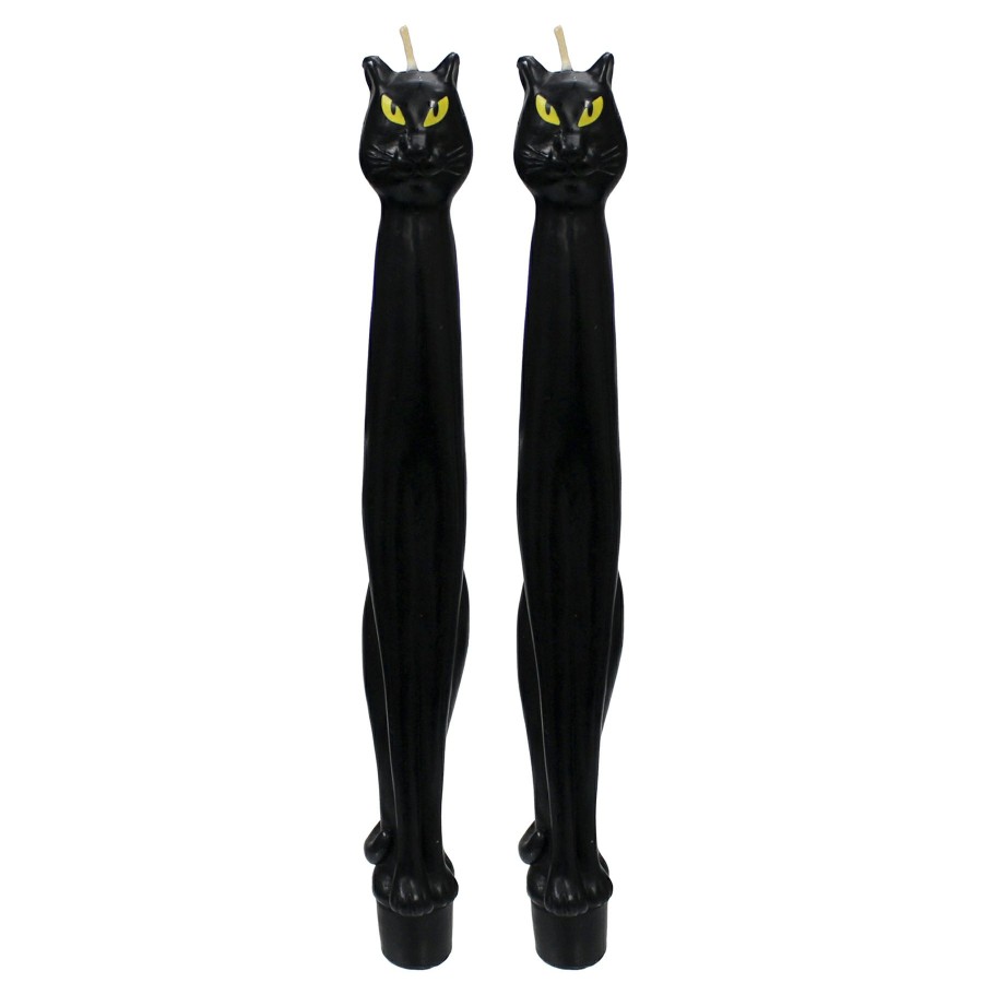 D Cor & Pillows * | 2-Pack Black Cat Halloween Taper Candles, 10.5 Outlet