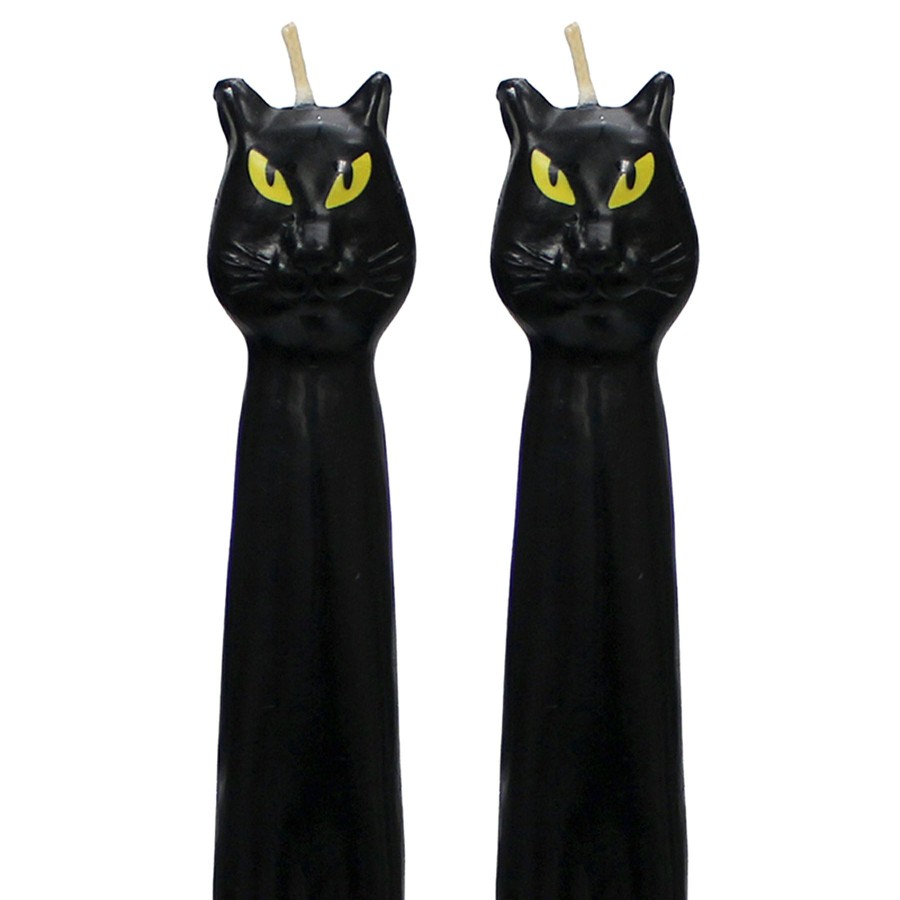 D Cor & Pillows * | 2-Pack Black Cat Halloween Taper Candles, 10.5 Outlet